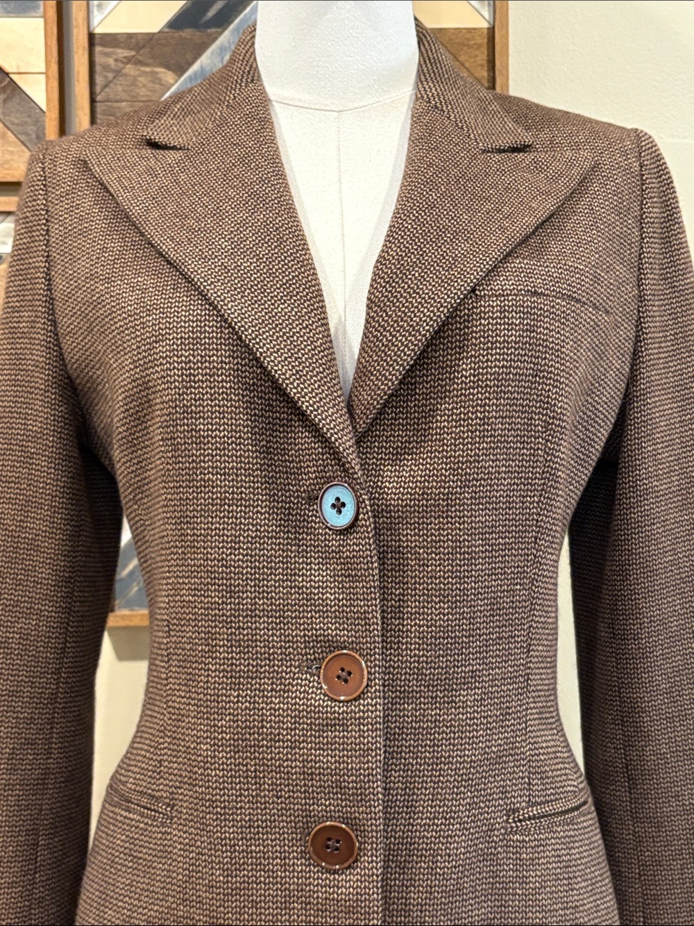 Vintage Ralph Lauren Collection 90s Brown Tweed Blazer Jacket Small / Medium - Picture 2 of 11